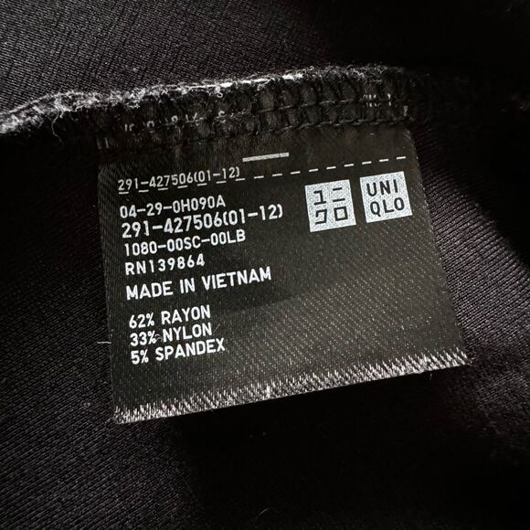 Uniqlo Black Long Sleeve Fitted Tea Length Dress With Pockets - Picture 7 of 7